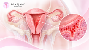Sangrado uterino anormal en Lima con ilustración anatómica del útero – Dra. Álamo