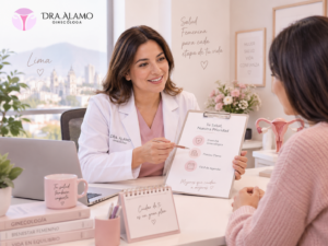 Ginecóloga orientando a una paciente sobre precios de consulta ginecológica en Lima con atención especializada